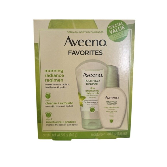 Aveeno Favorites Morning Radiance Regimen Daily Scrub & Moisturizer New SEE PICS - Picture 1 of 2